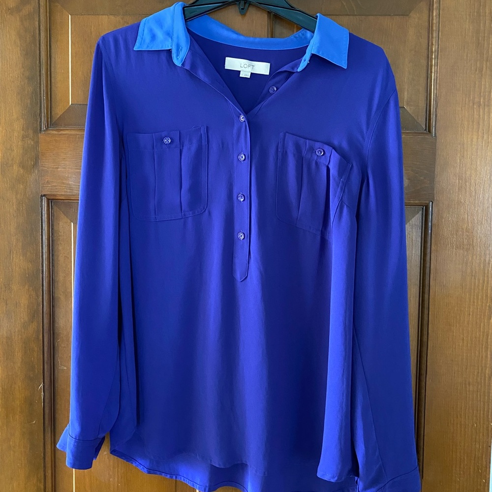 Deep blue long sleeve blouse
